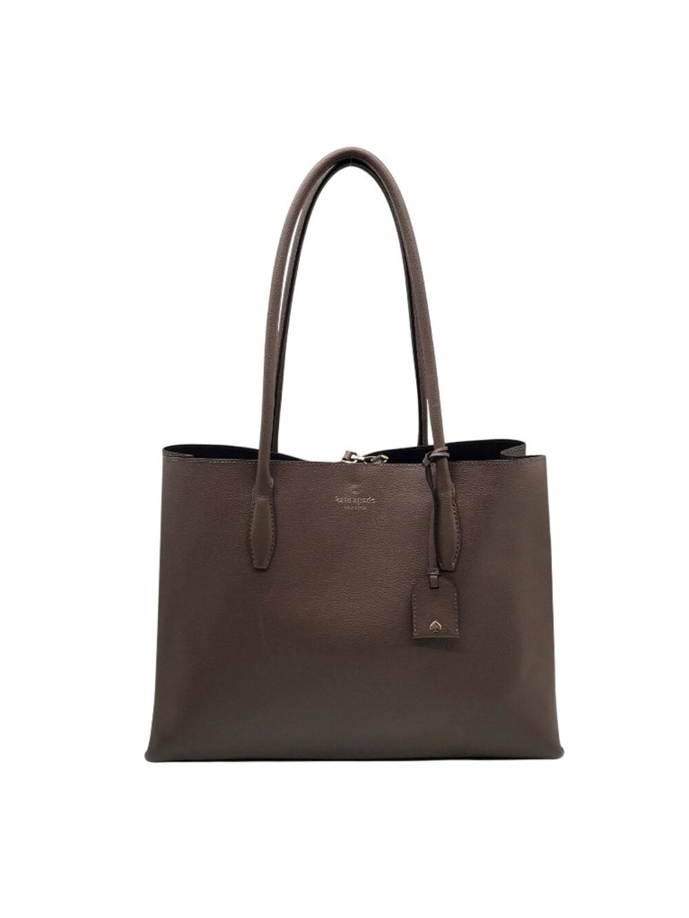 Kate Spade Taupe Pebbled Leather Zip Top Eva Tote Bag
